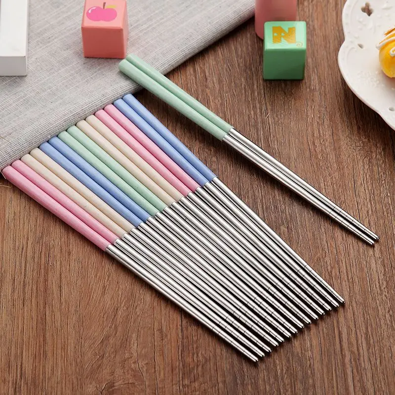 Новинка 1 пара модные нержавеющая сталь китайские палочки для еды пшеничной
