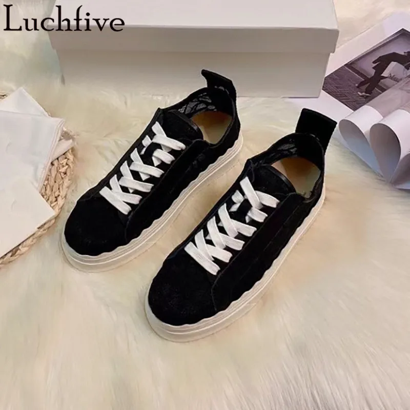 Женская повседневная обувь с сетчатым кружевом Кроссовки на плоской подошве