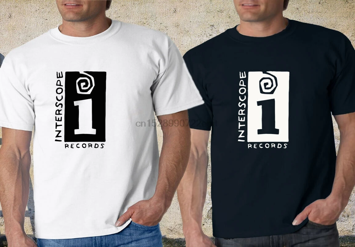 Новая Черно белая футболка Interscope Records XS 3XL| |