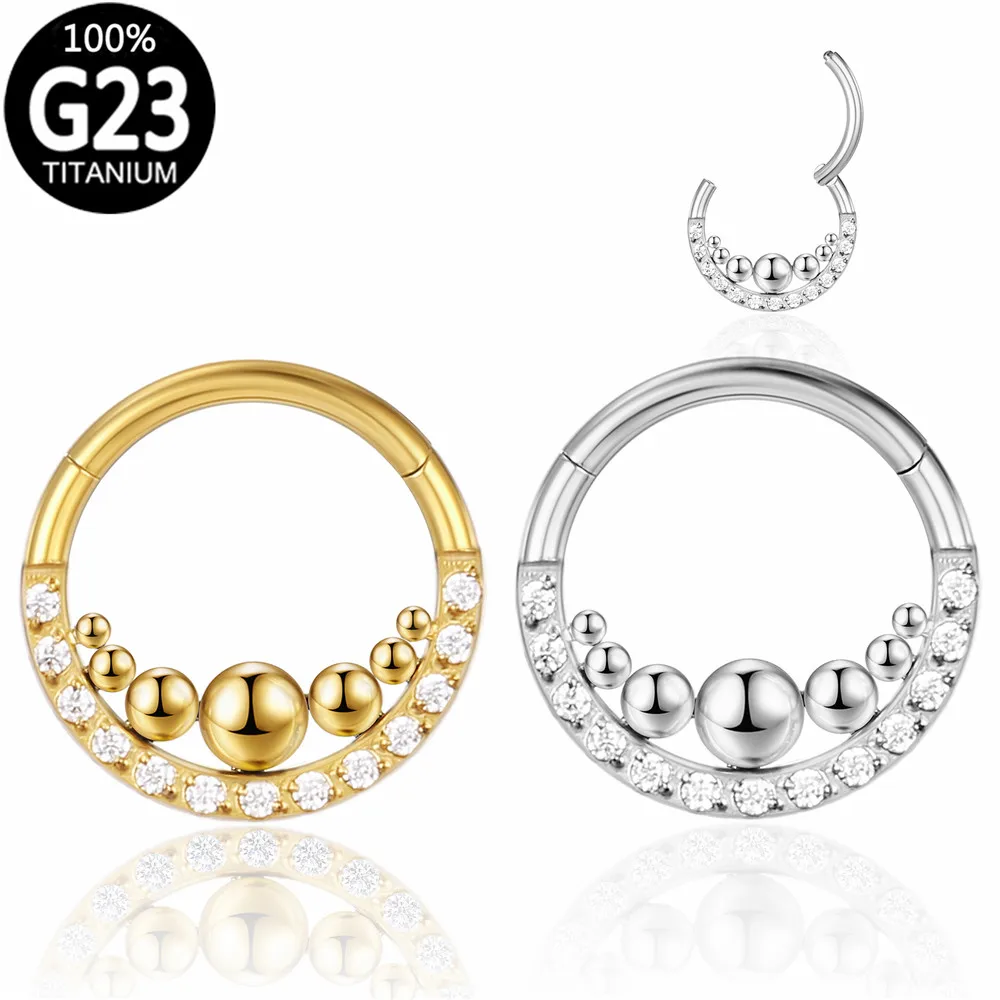 

G23 Titanium Zircon Hinged Segment Ear Cartilage Tragus Helix Lip Nose Stud Nipple Clicker Nose Ring Sexy Women Piercing Jewelry
