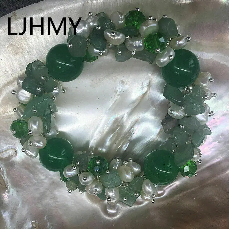 Камень белый жемчуг с бисером Бохо массивные эффектные Браслеты эластичные