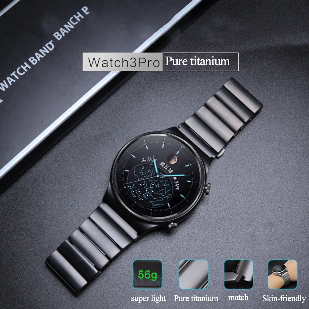 Titanium Watch Strap for Original Huawei 3 Pro 22 mm Metal Band GT 2 Magic 2E Wrist | Наручные часы