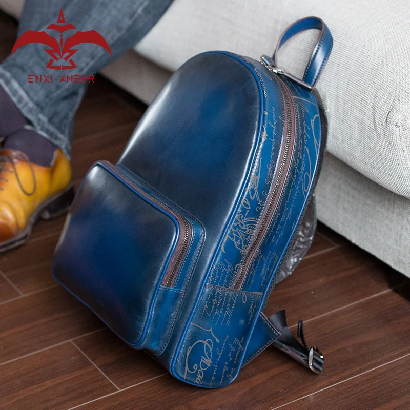 ENXI ANEER 618 распродажа кожаный рюкзак Pюкзак в патине оранжевый/синий/темно-синий