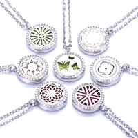 10pcslot stainless steel aromatherapy essential oil diffuser snake chain perfume locket pendant round aroma necklace magnetic