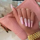 24 шт. розовые накладные ногти с дизайнерским длинным гробом, французские балерины, накладные ногти, искусственные ногти для дизайна ногтей, ногти для женщин