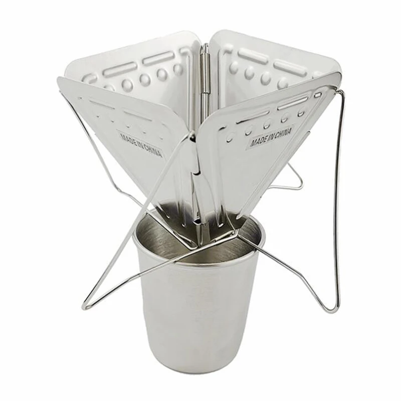 

Creative Coffee Filter Camping Equipment Outdoor Camping Folding Portable Coffee Drip Rack Foldable Coffee Maker Stainless Steel