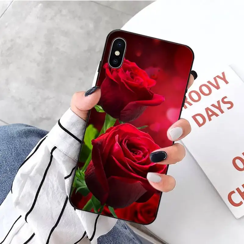 

Red Rose beautiful Flowers Phone Case for iPhone 11 12 pro XS MAX 8 7 6 6S Plus X 5S SE 2020 XR mini luxury design shell funda