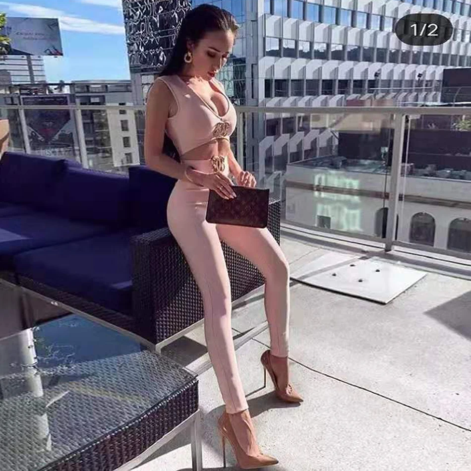 Новинка осени 2020 сексуальный женский комплект со стразами топ без рукавов и