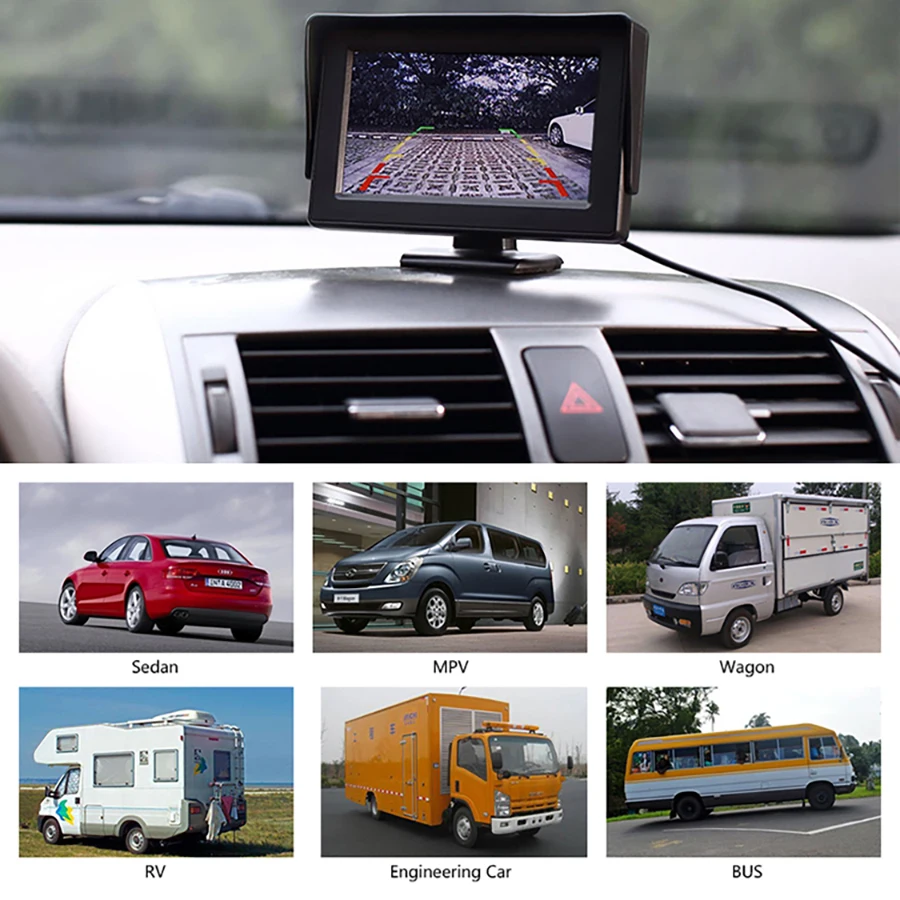 E-ACE, 4,3 дюймов, автомобильный монитор, TFT lcd дисплей, камера заднего вида, парковочная система для камеры заднего вида, HD цифровой цвет