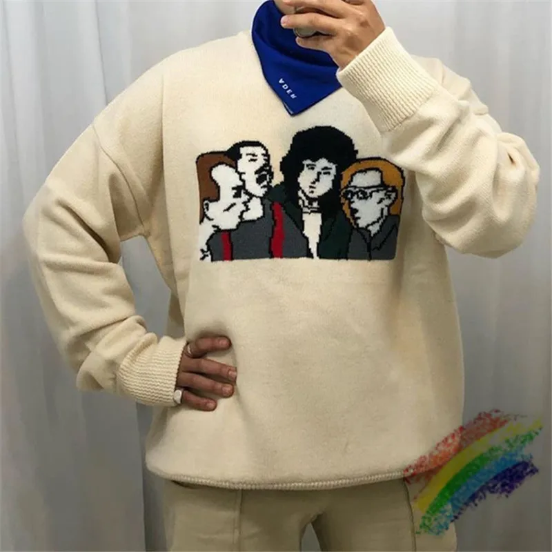 

Ader Error Sweater Men Woman 1:1 Best Quality Four People Discussing Characters Cartoon Pattern Crewneck Adererror Sweatshirts