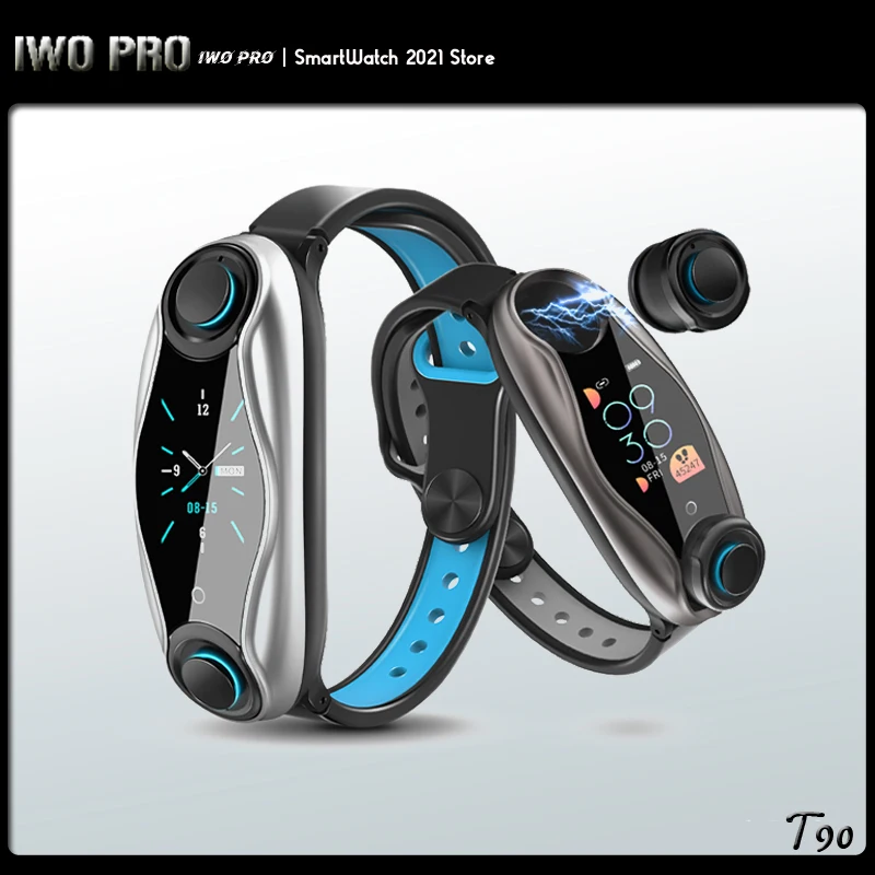 

IWO PRO LT04 T90 Smart Watch Wireless Bluetooth Earphone 2 In 1 Bluetooth 5.0 Chip IP67 Waterproof Sport Smartwatch Men Women