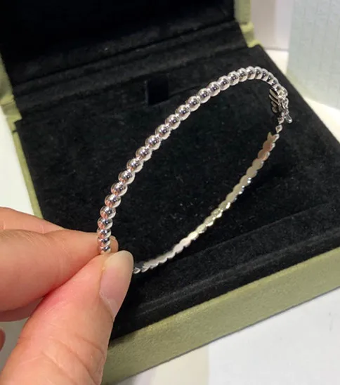 Fashion 925 Sterling Silver party Jewelry small bead bangle bead ball bracelet sign marked letter logo famous brand jewelry