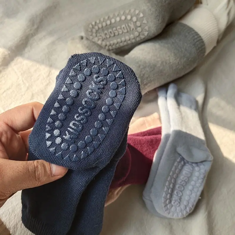 

Baby Socks Terry Anti Slip Socks for Kids Winter Warm Thick Floor Socks Solid Color Toddler Boys Girls Sock With Rubber Soles