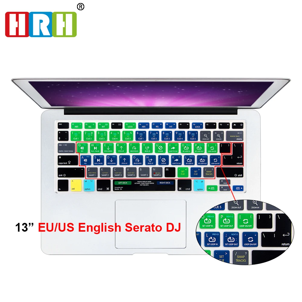 HRH Serato DJ функциональная комбинация горячих клавиш силиконовая клавиатура кожного покрытия для Macbook Air Pro retina 13 15 17 выпуск до