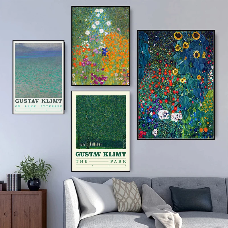 

Famous Gustav Klimt’s Canvas Painting Flowers and Landscapes Posters Prints Wall Art Pictures for Living Room Wall Decor Cuadros