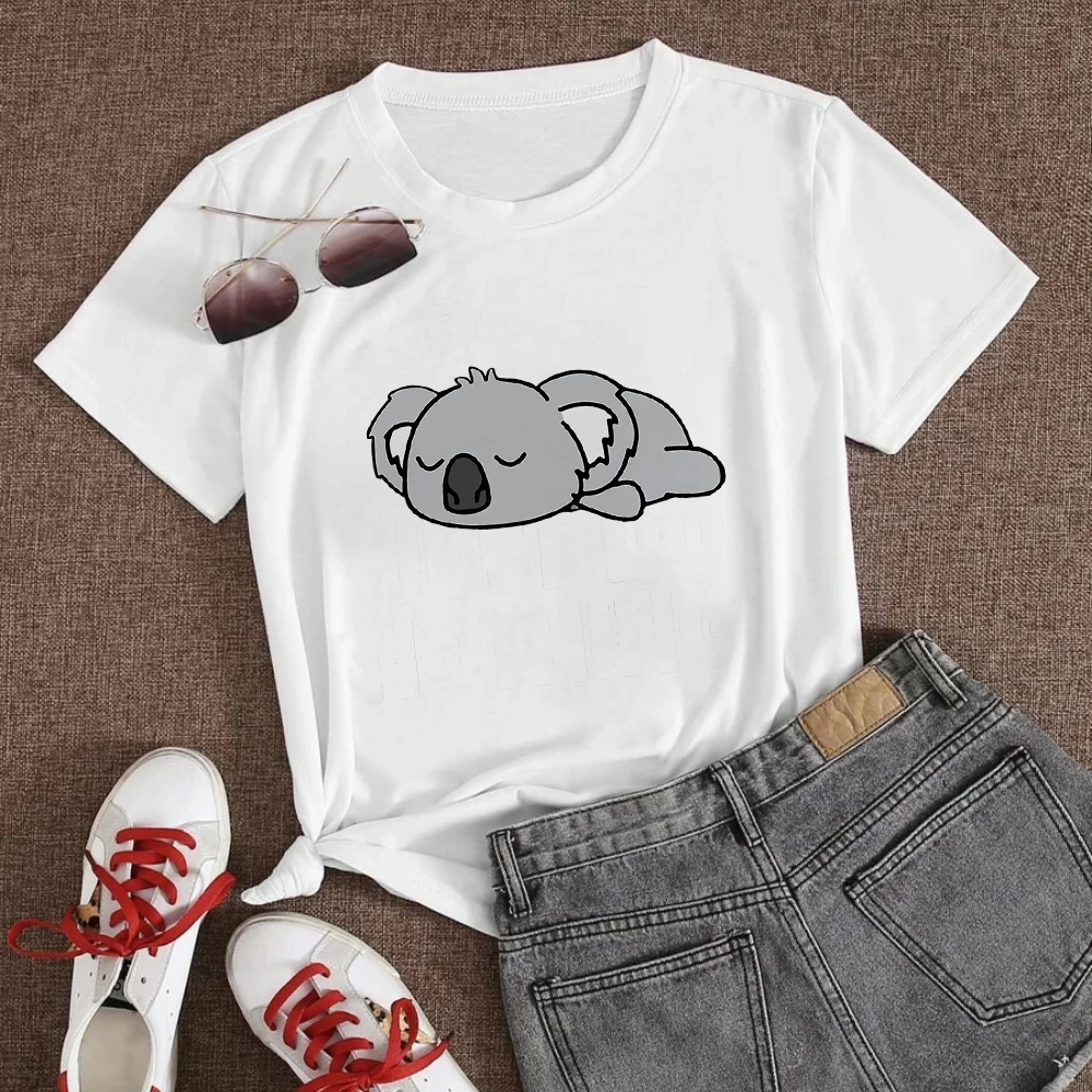 

2021 New Arrivals Woman T-shirt Minimalism Sleepy Koala Printed Comfortable Short Sleeve Aesthetic Hipster Graphic Summer Top