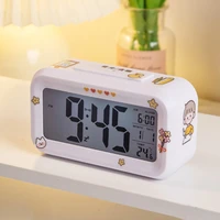 led digital alarm clock sleep travel temperature alarm clock kids aesthetic calendar sticker despertador desk decoration nz50