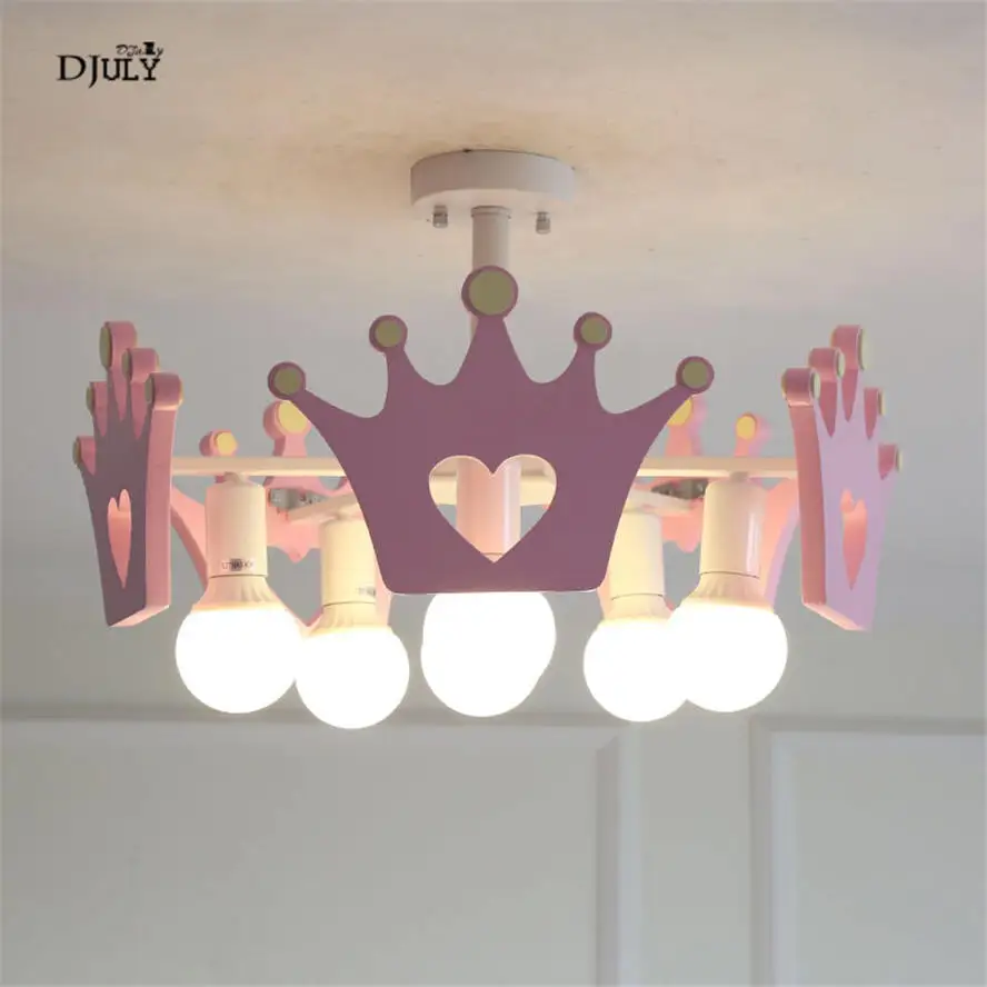 Скандинавские ins дом принцессы розовая Корона деревянная люстра для детей