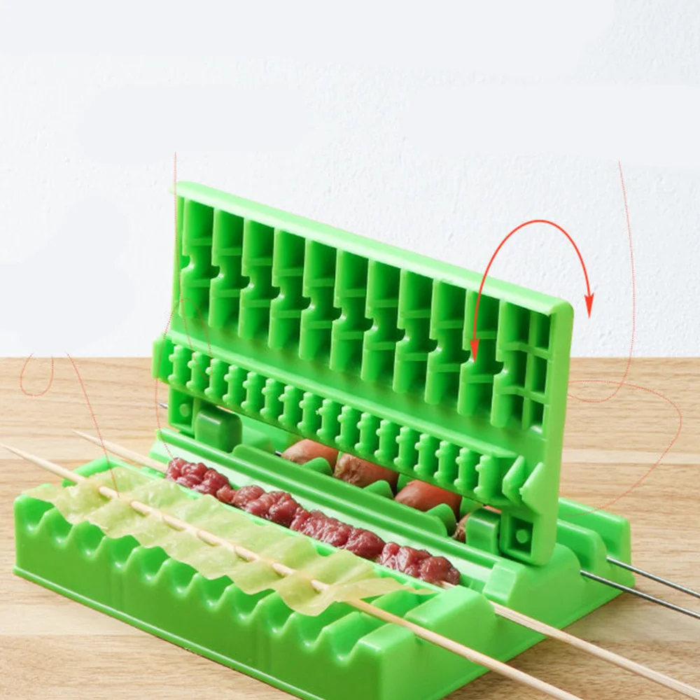 

Manual Meat Skewer Machine Vegetables Meat Skewer Tools Quick Wear Vegetables Meat Tool Kebab Maker for Barbecue (Green)