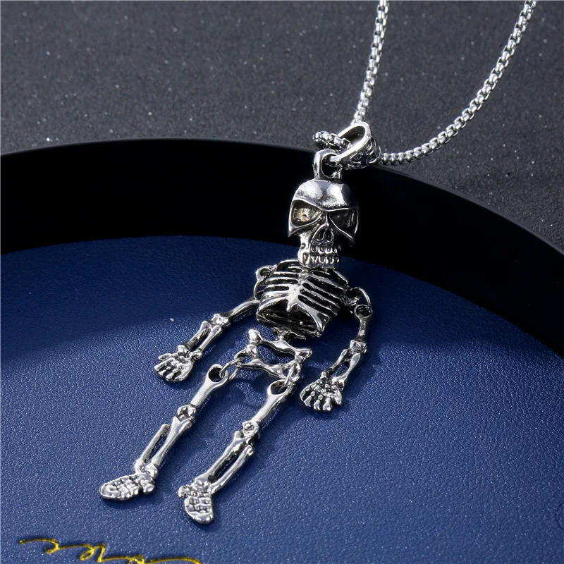 

Titanium Steel Men Skeleton Pendant Choker Hip Hop Punk Geometric Casual Party Skull Necklace Jewelry