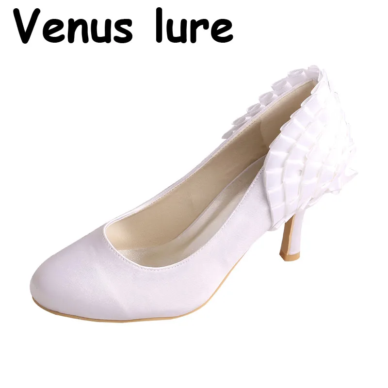 

23 Colors Round Toe 8CM Womens Cocktail Party Shoes White Color Size 6