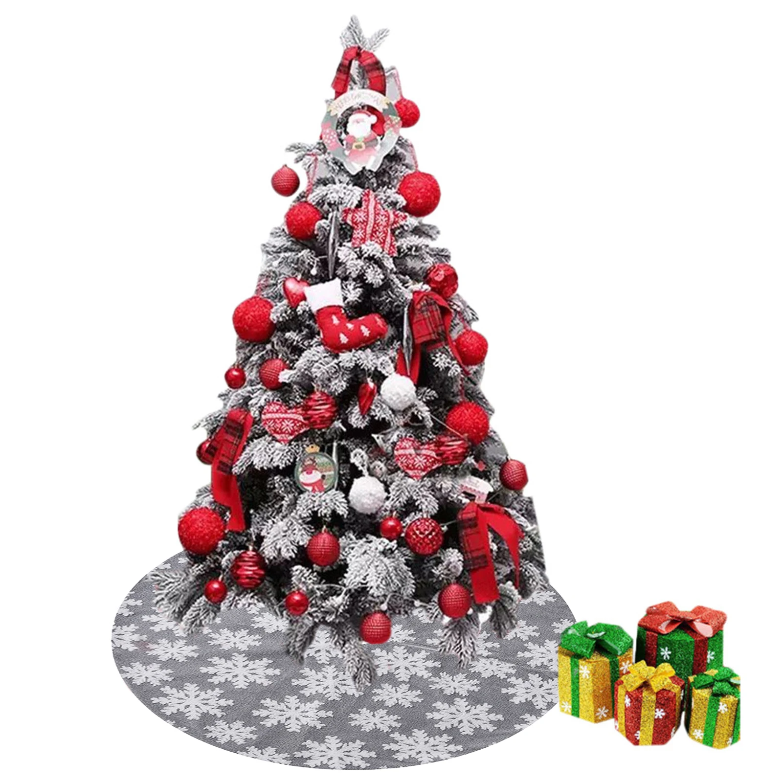 

Красная юбка на рождественскую елку, новый год 2021, украшения для рождественской елки, фланелевый ковер, Рождественский напольный коврик, ук...