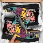 Женские ботинки Martin, осенне-зимняя обувь с вышивкой, модные женские ботинки для инструментов, высокие ботинки с принтом черепа, Прямая поставка