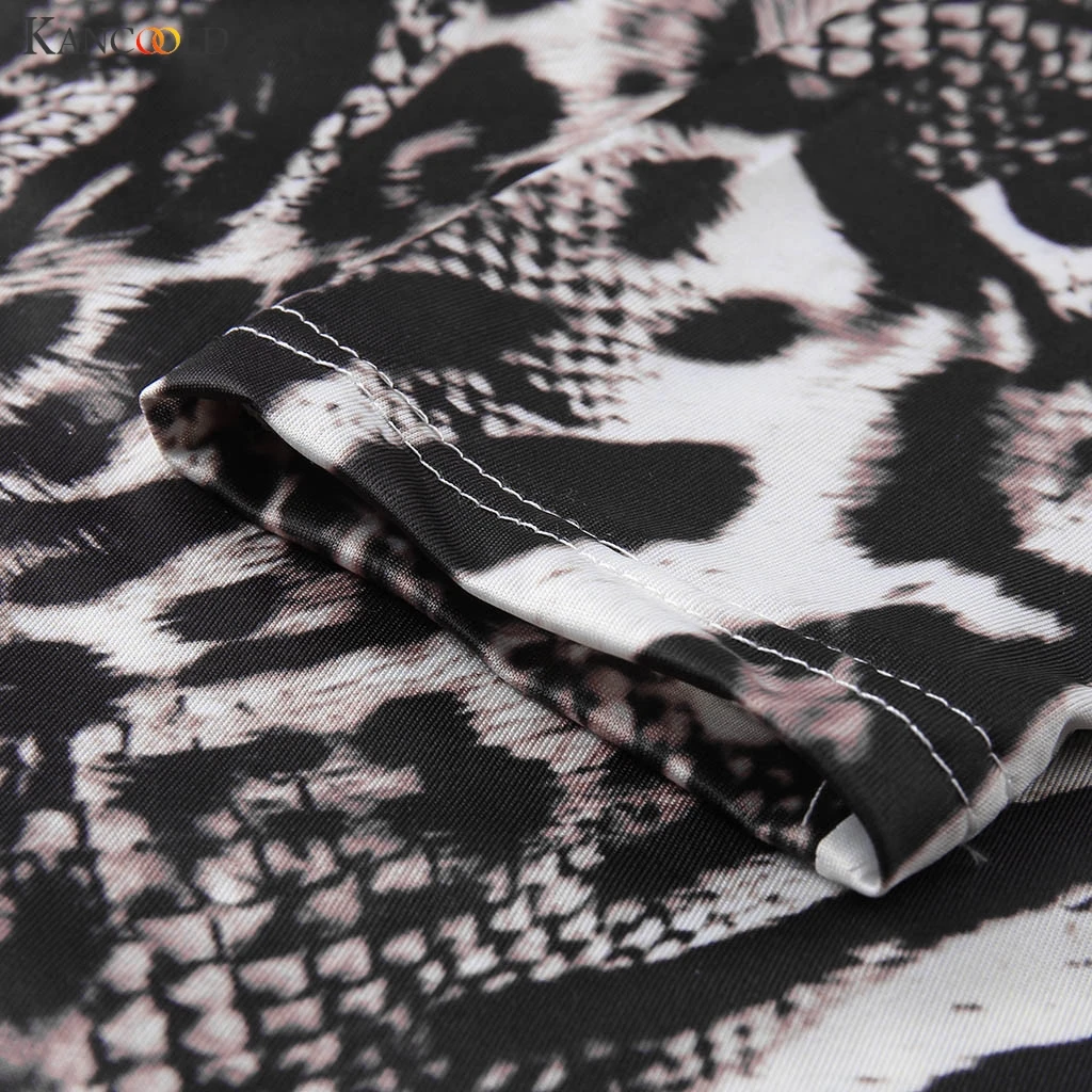 

KANCOOLD dress Women V Neck Choker Neck Long Sleeve Leopard Print Sexy Mini Dress winter fashion dress women 2019Nov4