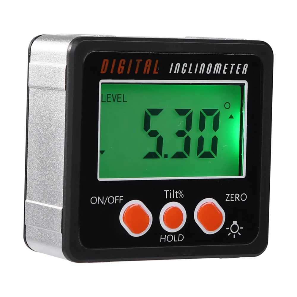

360 degree Electronic Protractor Digital Inclinometer Aluminum Alloy Digital Bevel Box Angle Meter Magnets Base Measuring tool