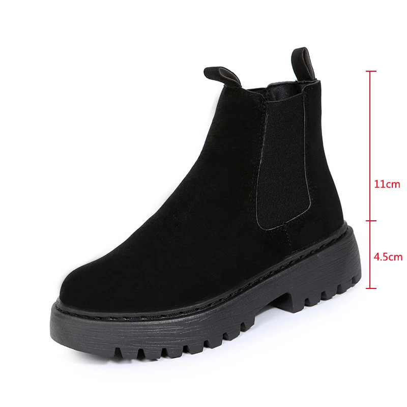 2021 Chelsea Boots Chunky Boots Women Winter Shoes Cow Suede Ankle Boots Black Female Autumn Fashion Platform Booties Wedges