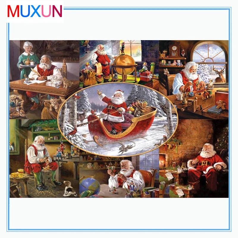 Christmas Eve Santa 5D Diy Diamond Painting Cross Stitch Full Mosaic Embroidery Square / Round Drill Handmade Lx688 | Дом и сад