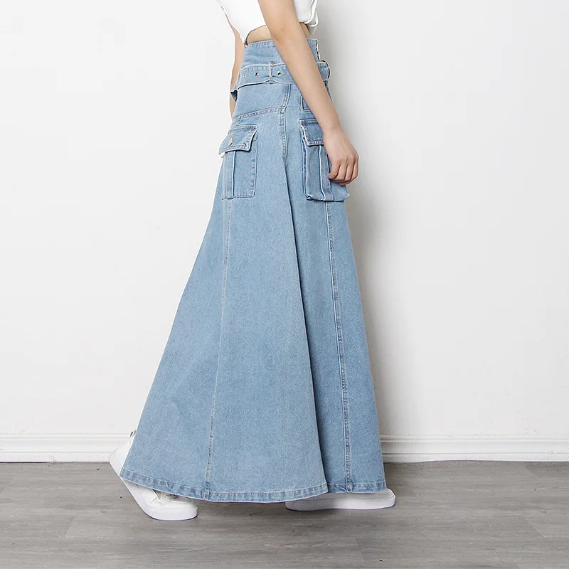 

Cowboy skirt early new high waist slim women's irregular fashion split long skirt