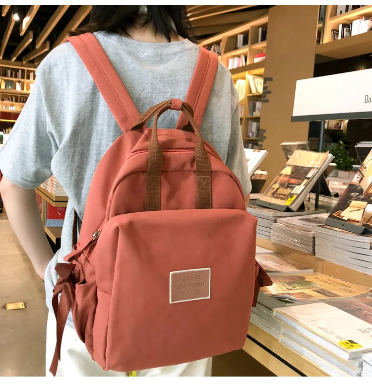 2019 оранжевый водонепроницаемый нейлоновый рюкзак женская школьная сумка для