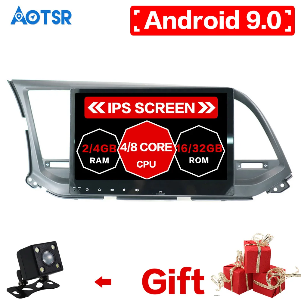 

DSP Android 9,0 64G Автомобильный gps-навигация, dvd-плеер для Hyundai Elantra 2016 + Авто головное устройство мультимедиа плеер радио магнитофон