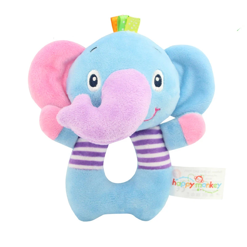 HAPPY MONKEY baby toys O-type bells early education puzzle plush toys baby hand bell WJ534