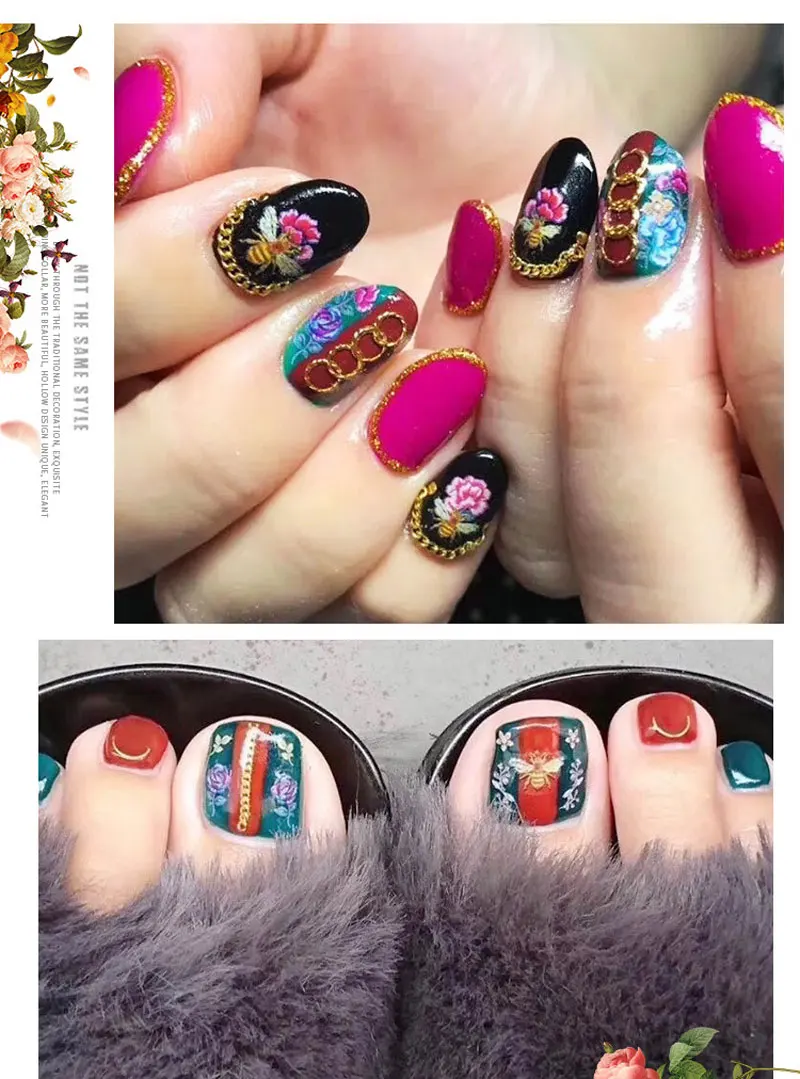 12 типов золотых цепочек для ногтей металлические украшения маникюра золотые