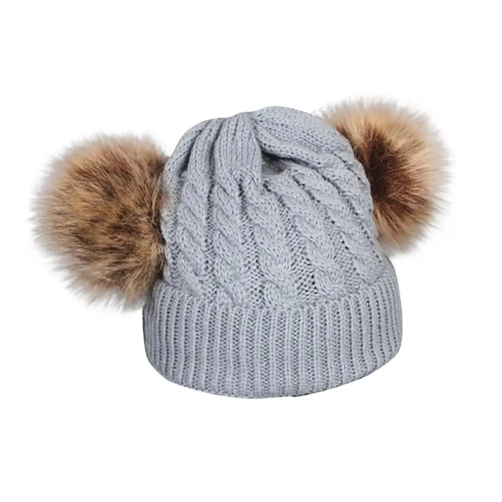 Hat Grey Детские шапки, теплое зимнее Вязание для мальчиков и девочек, шарф, 2 предмета, Детская шерсть для вязания, Кепка для хиарбола+ шарф, комплект, новинка - Цвет: Hat Grey