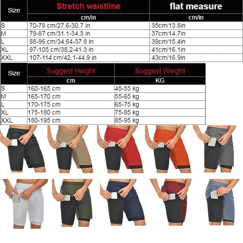 

2020 Summer Running Shorts Men 2 in 1 Sports Jogging Fitness Shorts Training Quick Dry Mens Gym Men Shorts Sport gym Short Pants