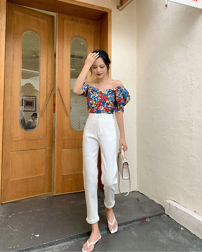 

Baggy White High Waisted Straight Jeans for Women 2021 Plus Size Denim Pants Full Length creamy-white Vintage Streetwear Trouser