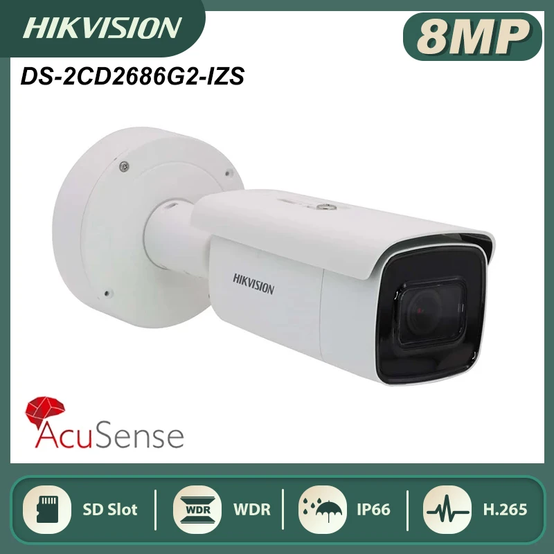 

Hikvision Original DS-2CD2686G2-IZS 8MP POE 4K AcuSense Bullet Network IR Camera Varifocal Fixed Zoom IP66 H.265+