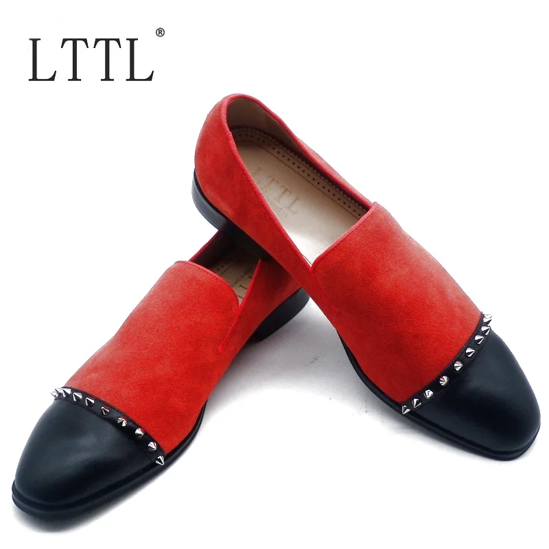 

Туфли LTTL мужские замшевые, роскошные лоферы, лоферы, лоскутные, без застежки, кожаные, для свадьбы и выпускного вечера, красные