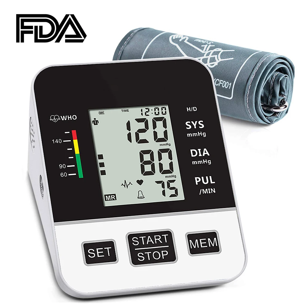 Home Blood Pressure Monitor Upper Arm Automatic Digital LCD Large Cuff Blood Pressure Monitors Medical BP Heart Rate Pulse Meter