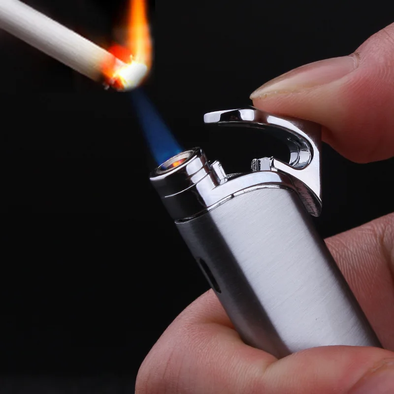 

Metal Light Jet Torch Lighter Ultra Thin Turbo Butane Gas Compact Lighter Pocket Windproof Cigar Cigarettes Portable Lighter