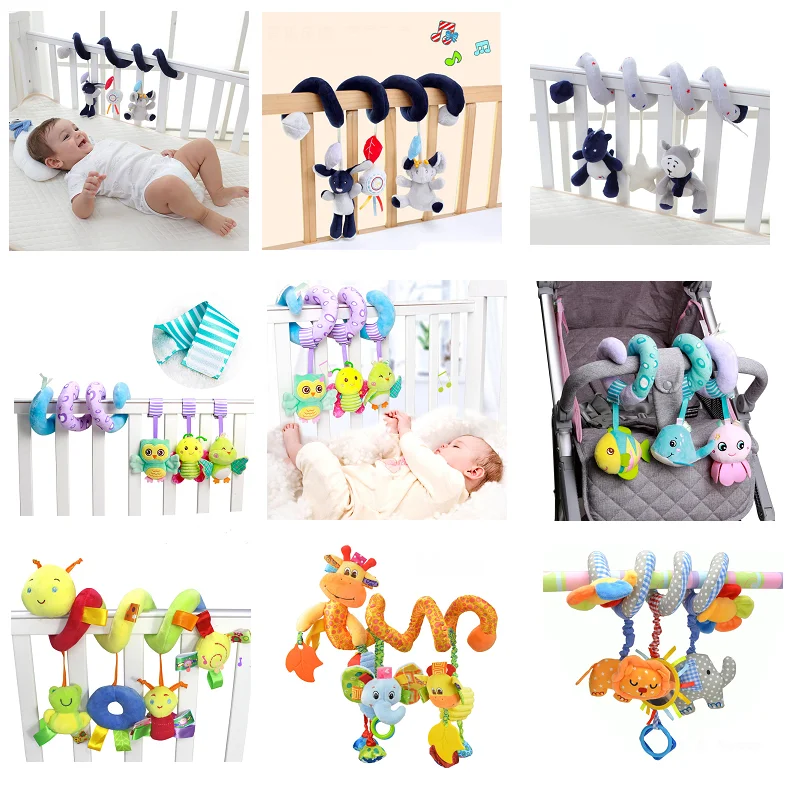 

Мягкие детские игрушки, музыкальная спираль подвеска на коляску кроватку, для детей 0-12 месяцев, сенсорные Развивающие игрушки для новорожд...