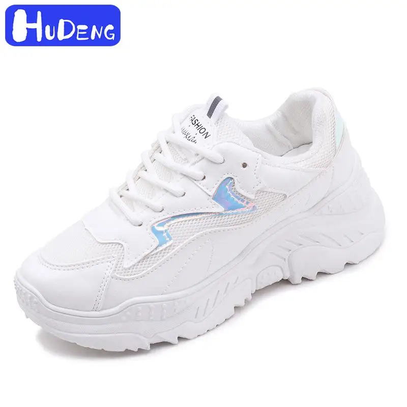 Кроссовки HUDENG женские на толстой подошве дышащие сетчатые в стиле ретро