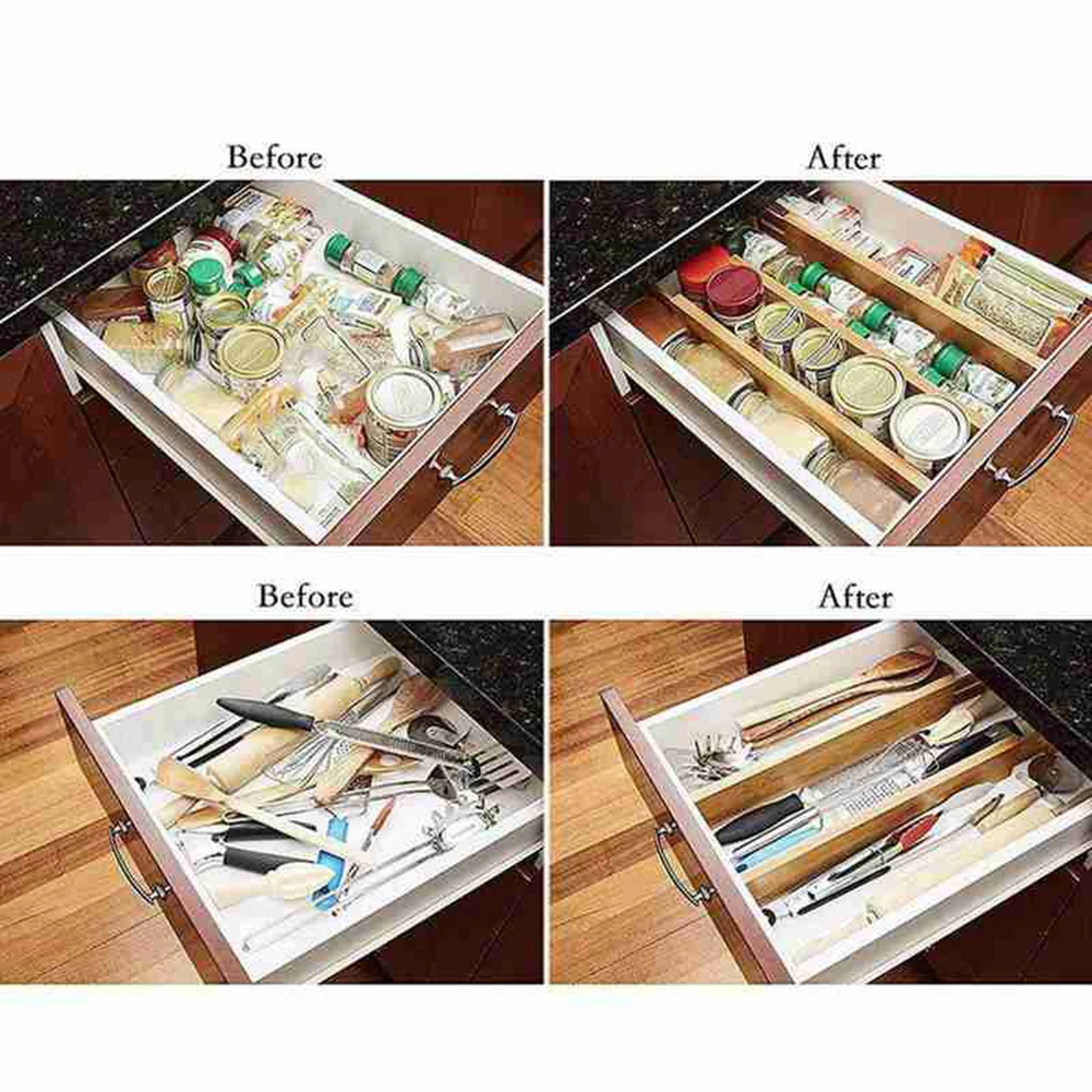 

Bamboo Drawer Dividers Kitchen Drawer Organizer Adjustable Expandable Drawer Dividers Tray Storage Drawer storage board