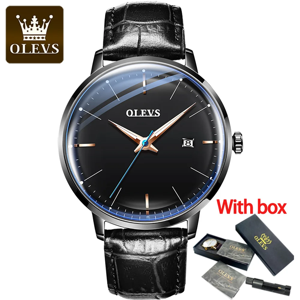 

Классические автоматические механические мужские часы OLEVS, роскошные модные деловые водонепроницаемые наручные часы с кожаным ремешком дл...