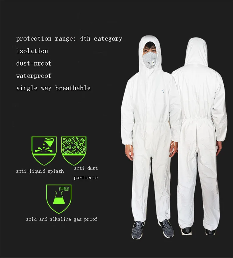 

Protective suit disposable jumpsuit hazmat suit chemical experiment spray paint work clothes virus protection clothing 1pc