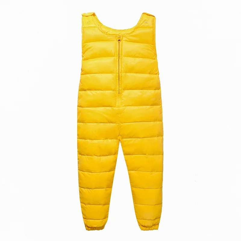 yellow 1 Детская куртка-пуховик; Штаны для маленьких мальчиков; зимние штаны с лямками на промежности для девочек; теплые ветрозащитные пуховые жилеты - Цвет: yellow 1