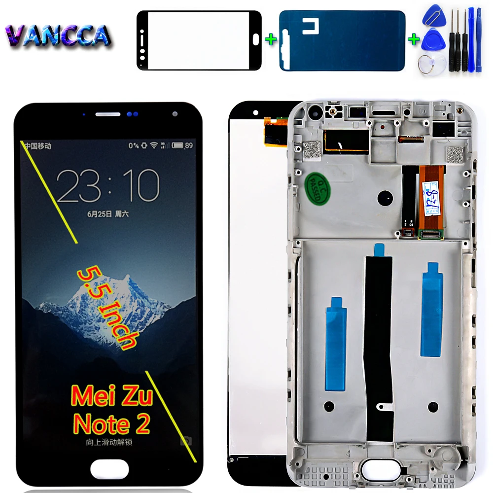 ЖК-дисплей Vancca 5 дюйма для Meizu M2 Note 1920*1080 фоторамка с бесплатным закаленным стеклом